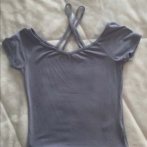 Blue criss-cross t-shirt